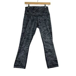 Lululemon Wunder Under Full-On Luon‎ Roll Down Pants size 6 Black/Grey
